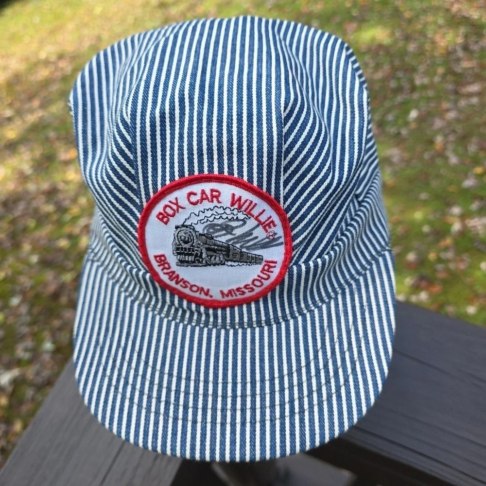 Vintage Box Car Willie Denim‎ Hat Autograph Conductor Snapback OSFM